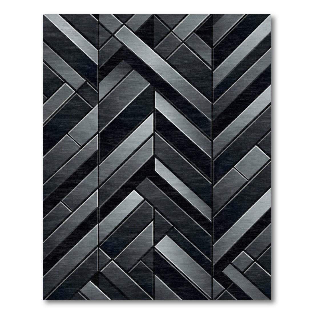 Dark Gray Geometric Interlocking Chevron Rug
