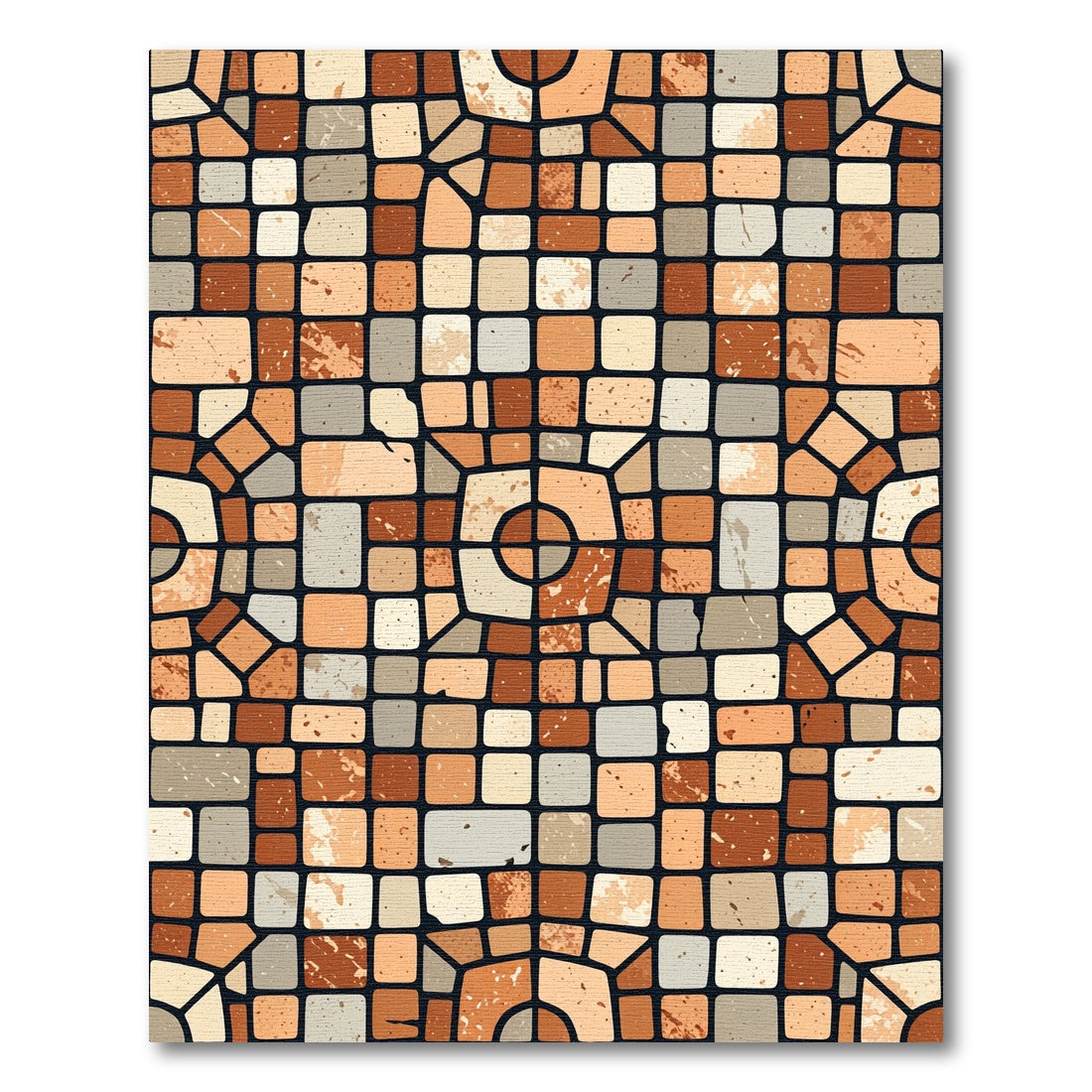 Terracotta And Cream Stained Glass Rug