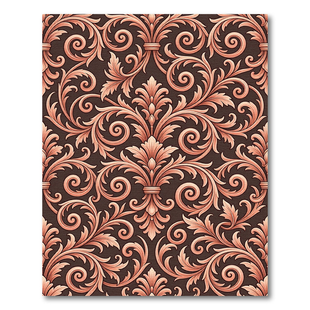 Antique Coral Acanthus Scroll Rug