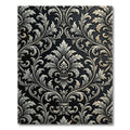 Ornate Charcoal Silver Damask Scroll Rug