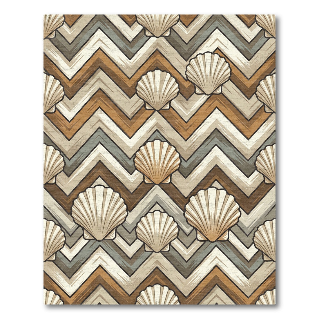 Seashell Chevron Neutral Earth Tone Area Rug
