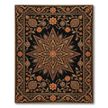 Ornate Black Gold Floral Star Rug
