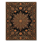Ornate Black Gold Floral Star Rug