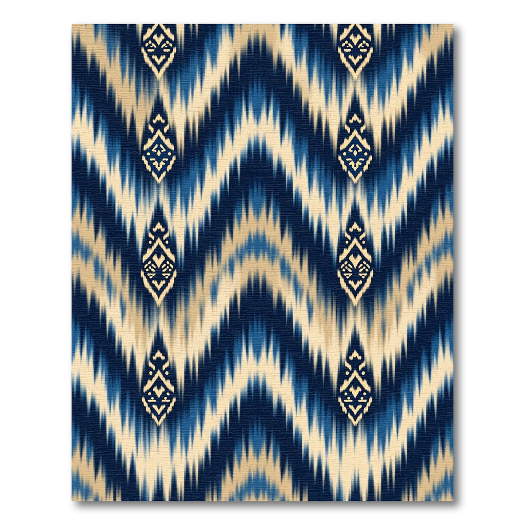 Navy Gold Ikat Chevron Geometric Rug