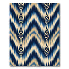 Navy Gold Ikat Chevron Geometric Rug