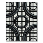 Bold Black Ring Grid Composition Rug