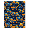 Vibrant Yellow Construction Truck Fleet Rug