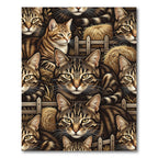 Whimsical Tabby Cat Farm Fence Rug
