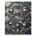 Ornate Scrollwork Floral Shell Arrangement Rug