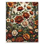 Rich Terracotta Rose Garden Botanical Rug