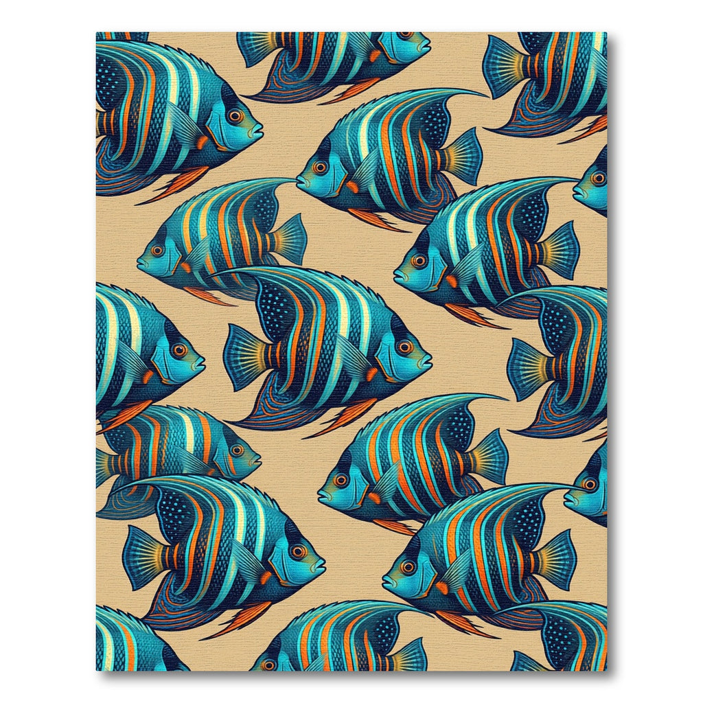 Vibrant Tropical Blue Angelfish Marine Art Rug