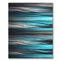 Luminous Teal and Charcoal Abstract Waves Rug