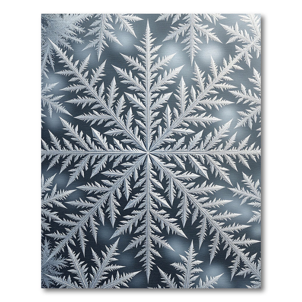Icy Silver Geometric Snowflake Fractal Rug