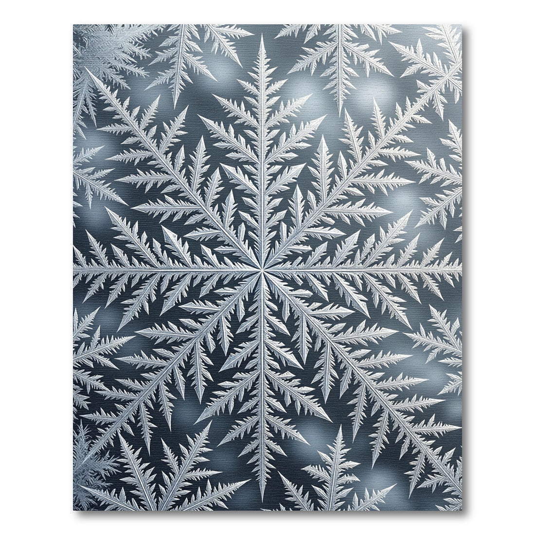 Icy Silver Geometric Snowflake Fractal Rug