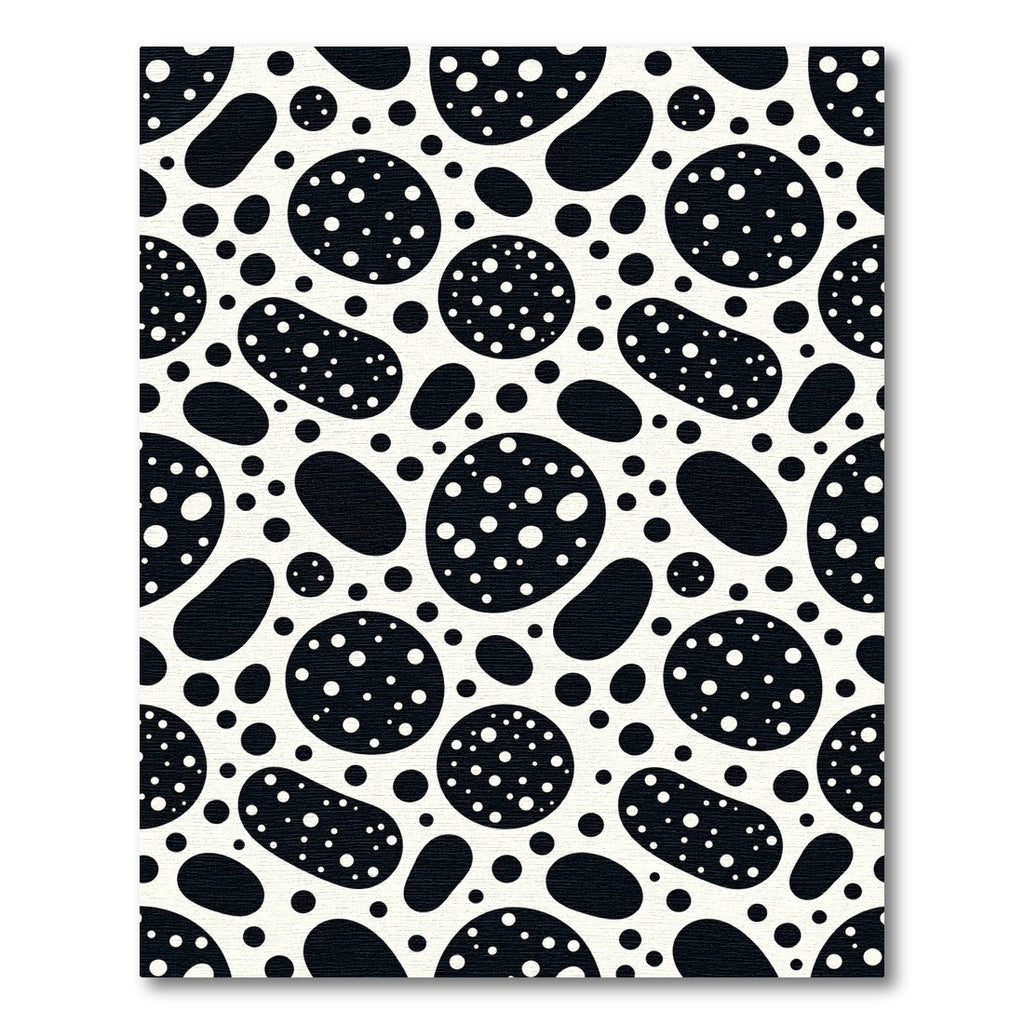 Black White Polka Dot Organic Shapes Rug