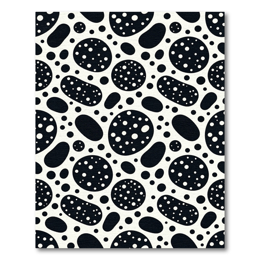 Black White Polka Dot Organic Shapes Rug