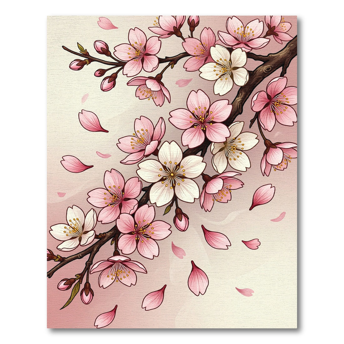 Blossoming Pink Cherry Branch Floral Rug