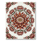 Coral Chrysanthemum Floral Mandala Arrangement Rug