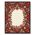 Elegant Burnt Orange Filigree Scroll Frame Rug