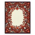 Elegant Burnt Orange Filigree Scroll Frame Rug