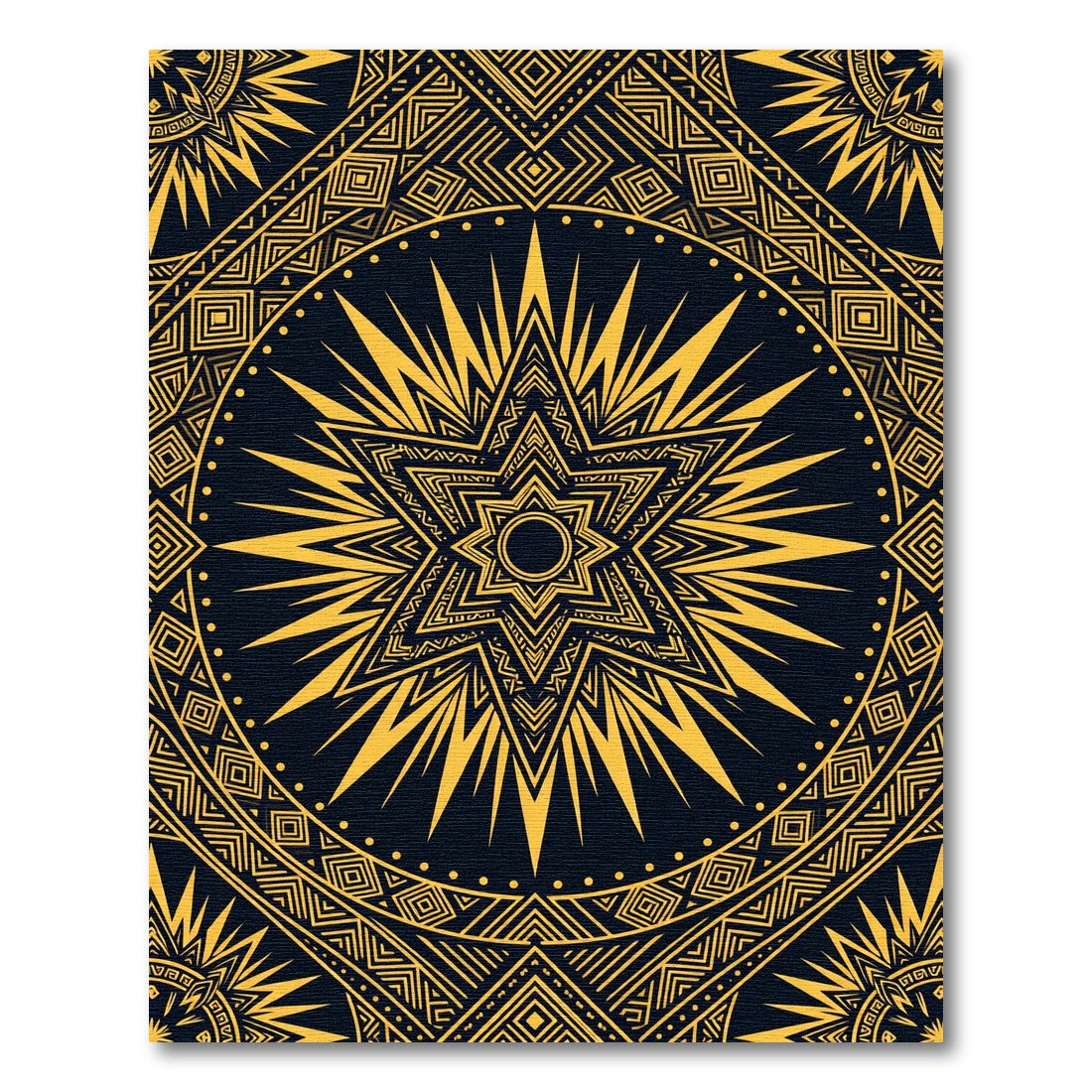 Golden Celestial Star Geometric Art Rug
