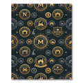 Golden Industrial Emblem Navy Geometric Rug
