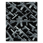 Tactical Monochrome Firearm Vector Art Rug