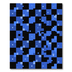 Electric Blue Pixelated Abstract Grid Rug