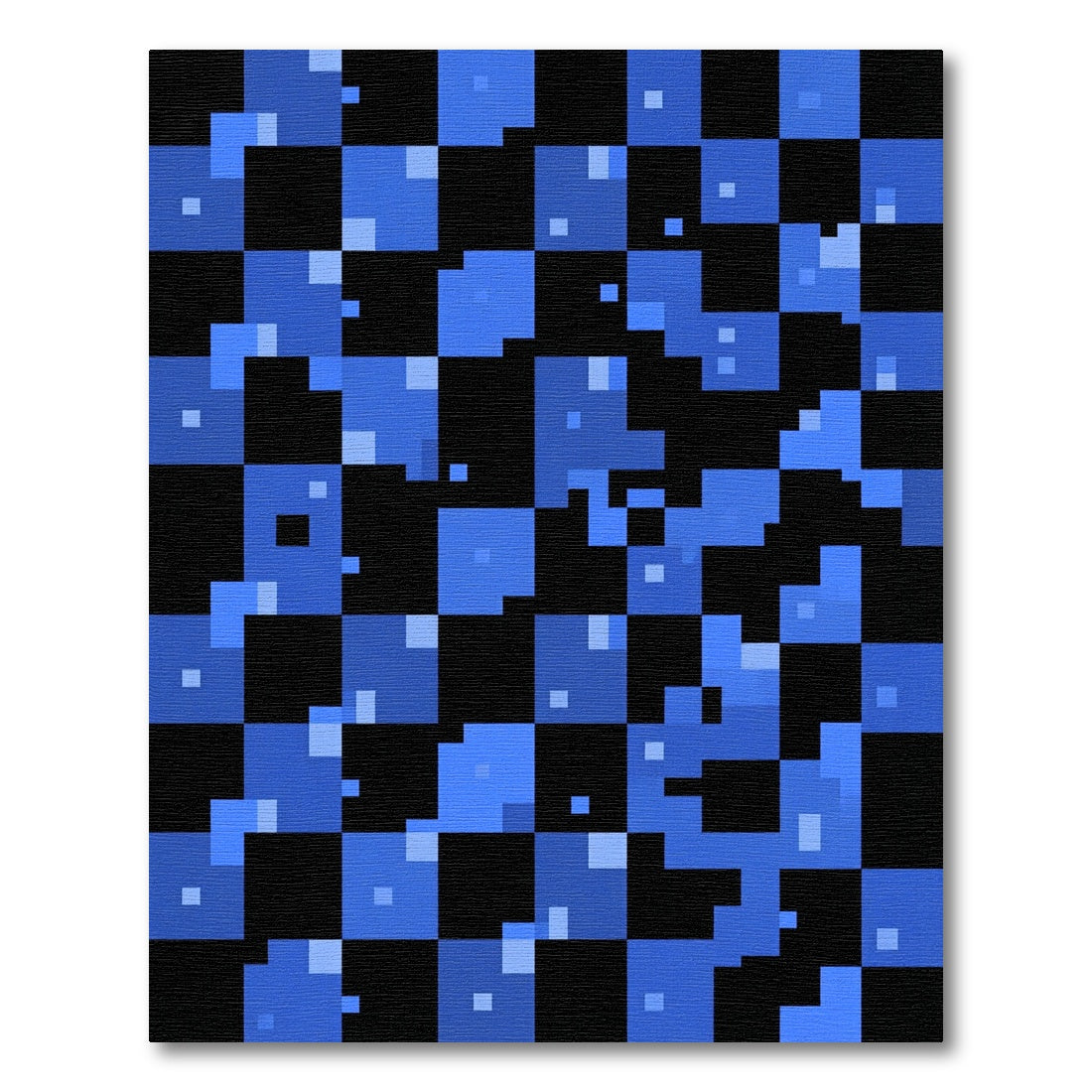 Electric Blue Pixelated Abstract Grid Rug