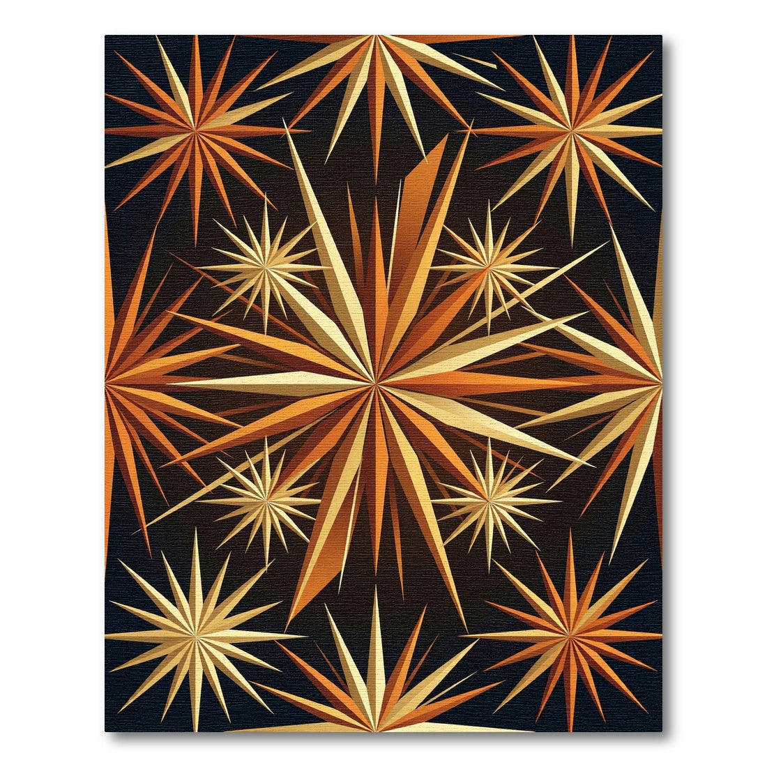Golden Celestial Sunburst Geometric Area Rug