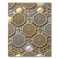 Ornate Gold Silver Geometric Octagon Rug