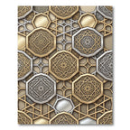 Ornate Gold Silver Geometric Octagon Rug