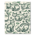 Sage Green Minimalist Cat Illustration Rug