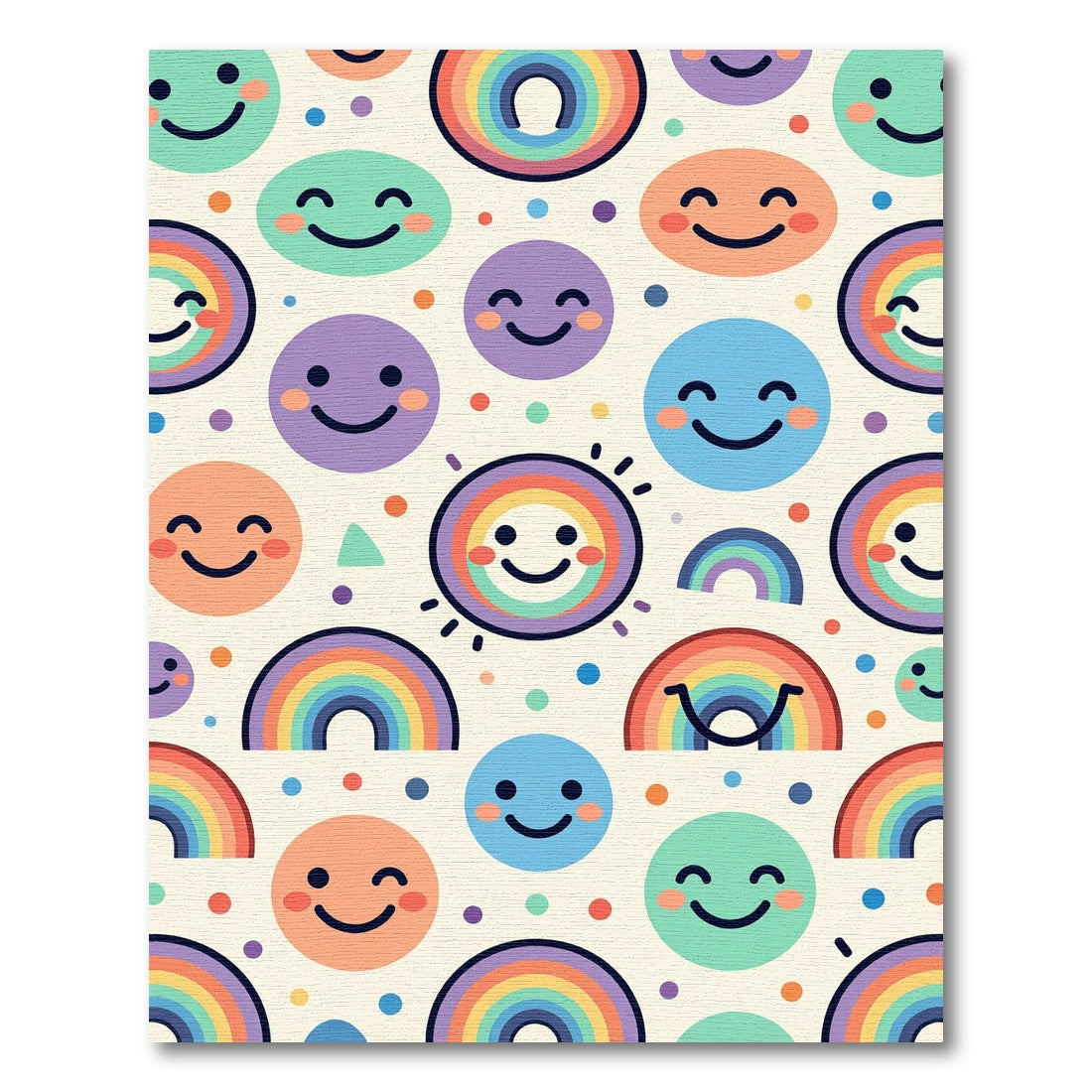 Cheerful Pastel Rainbow Smiling Faces Rug