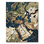 Abstract Topographical Raven Map Rug
