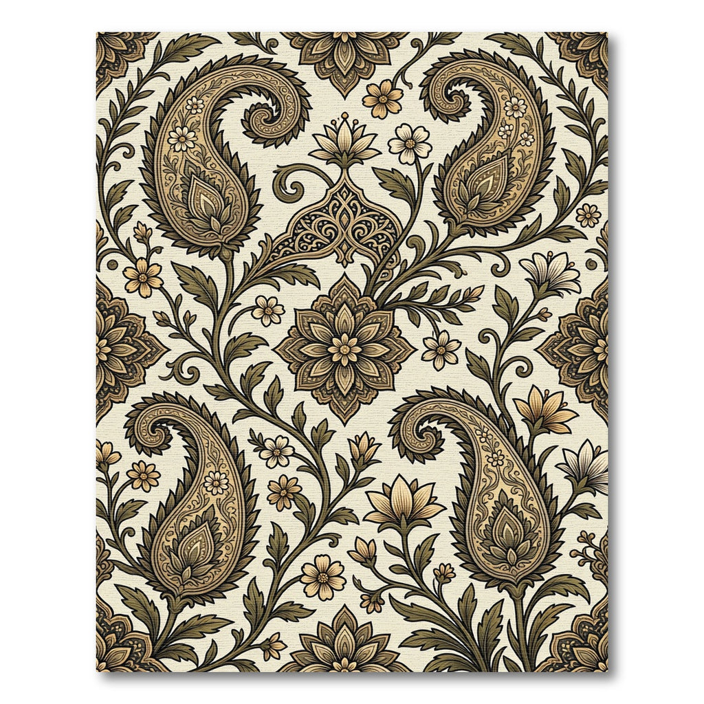 Ornate Paisley Floral Scrollwork Rug