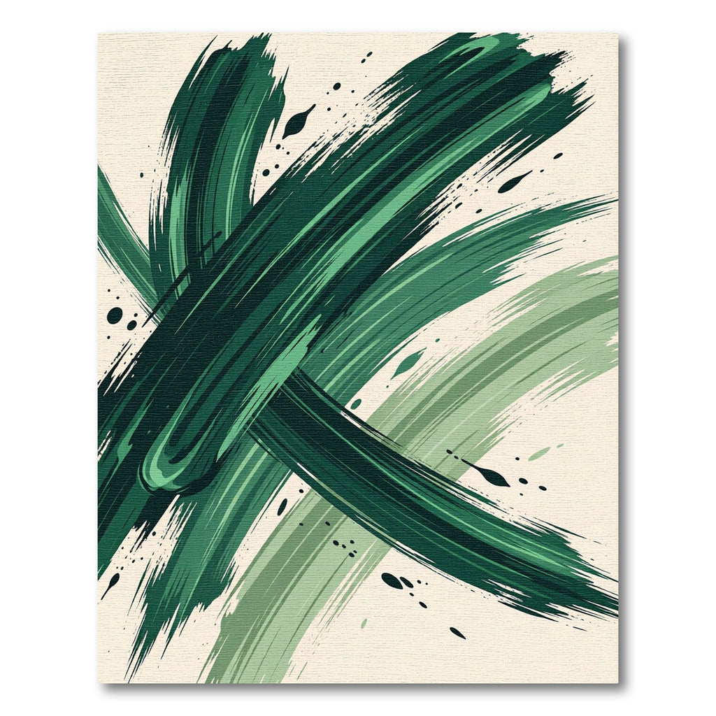 Modern Emerald Forest Abstract Brushstroke Rug