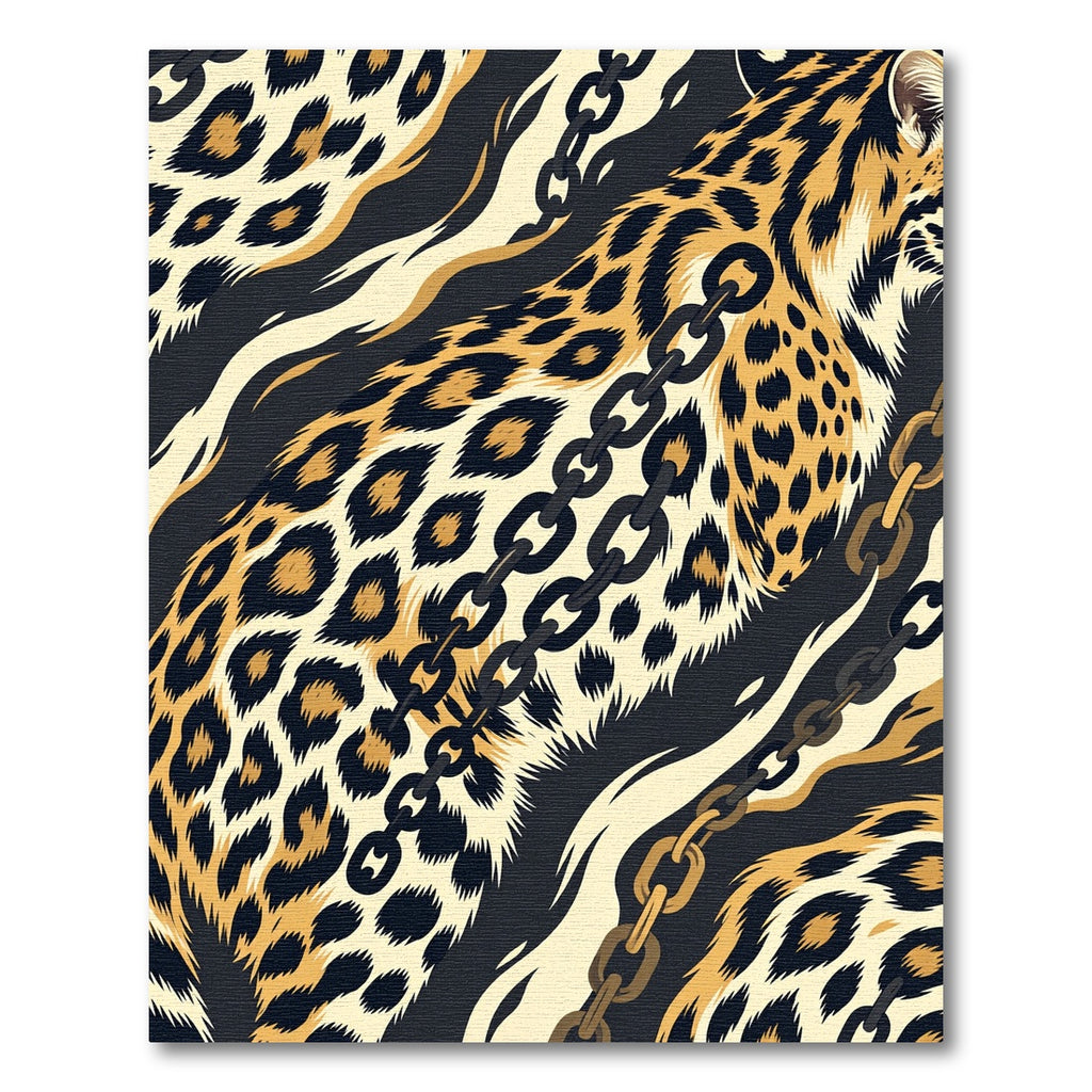 Bold Leopard Chain Link Animal Art Rug