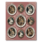 Vintage Mauve Rabbit Portrait Gallery Rug
