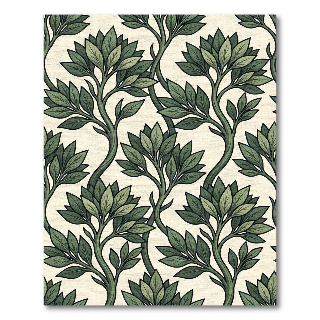Elegant Forest Green Botanical Foliage Rug