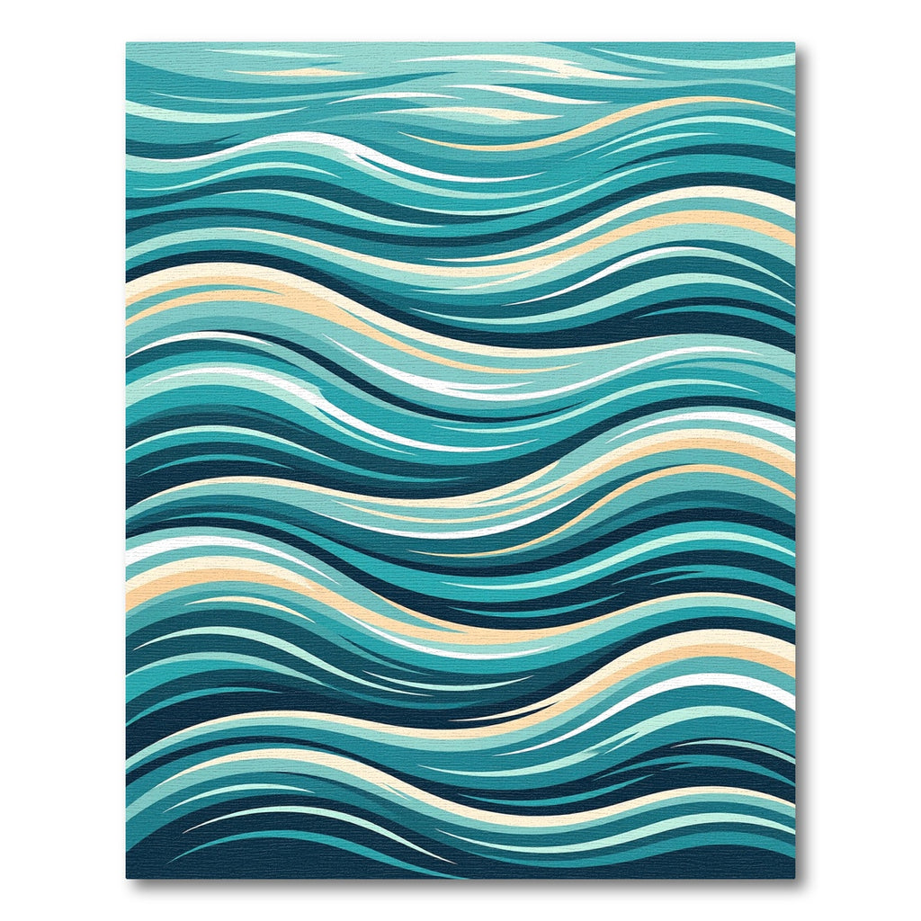 Abstract Teal Flowing Ocean Wave Rug