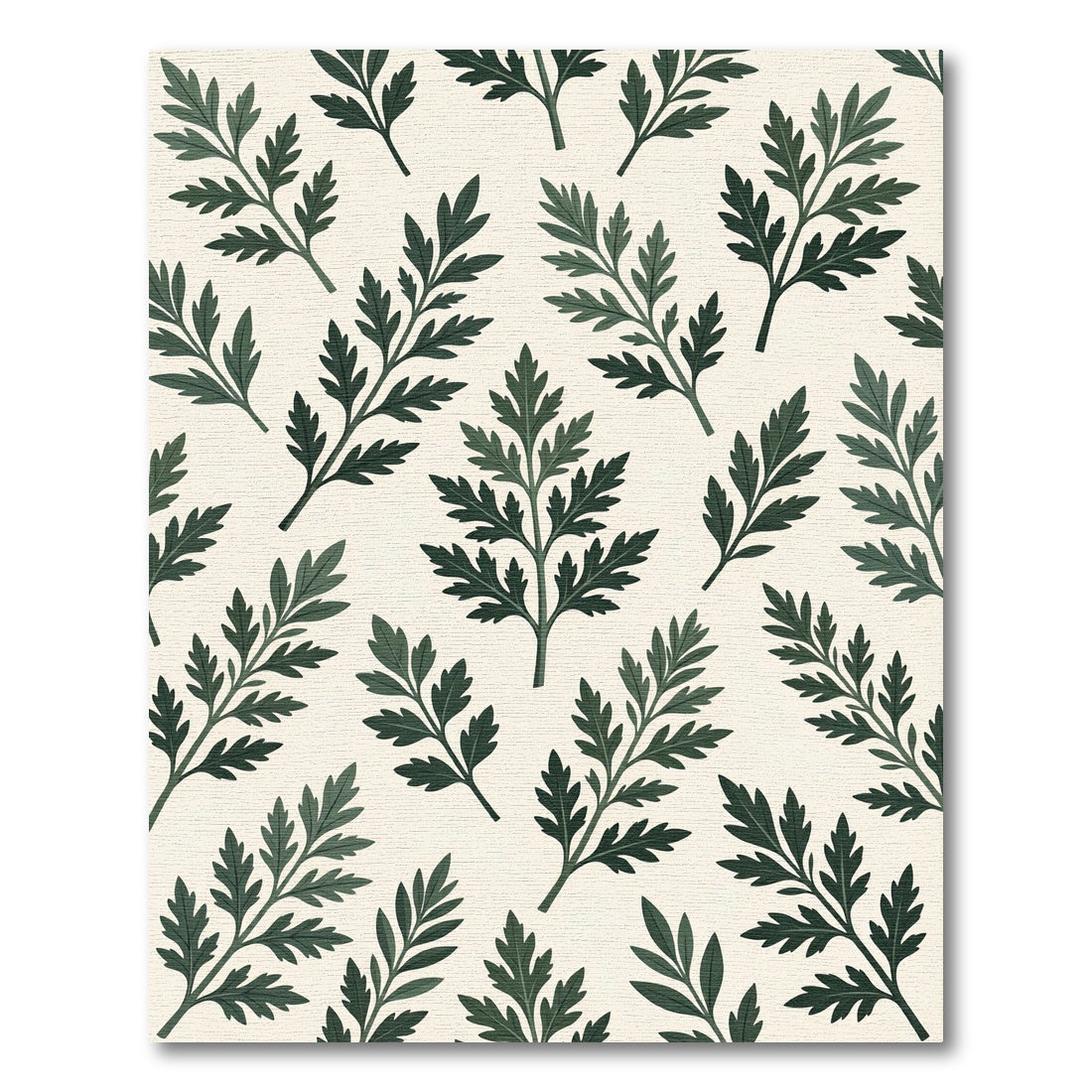 Dark Green Fern Botanical Repeat Rug
