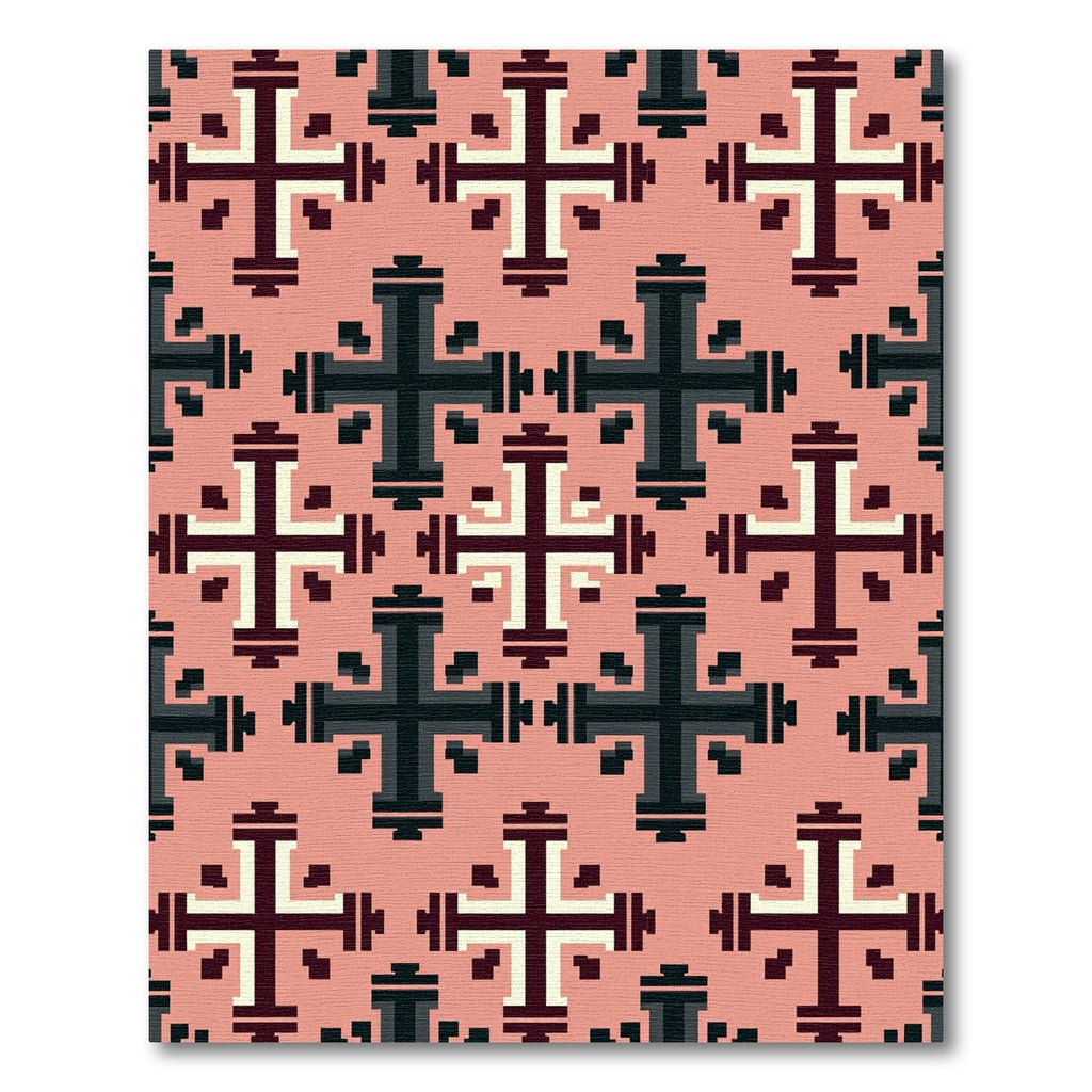 Pink Medieval Cross Geometric Rug