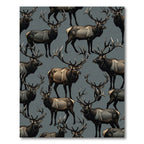 Majestic Elk Herd Wildlife Scene Rug
