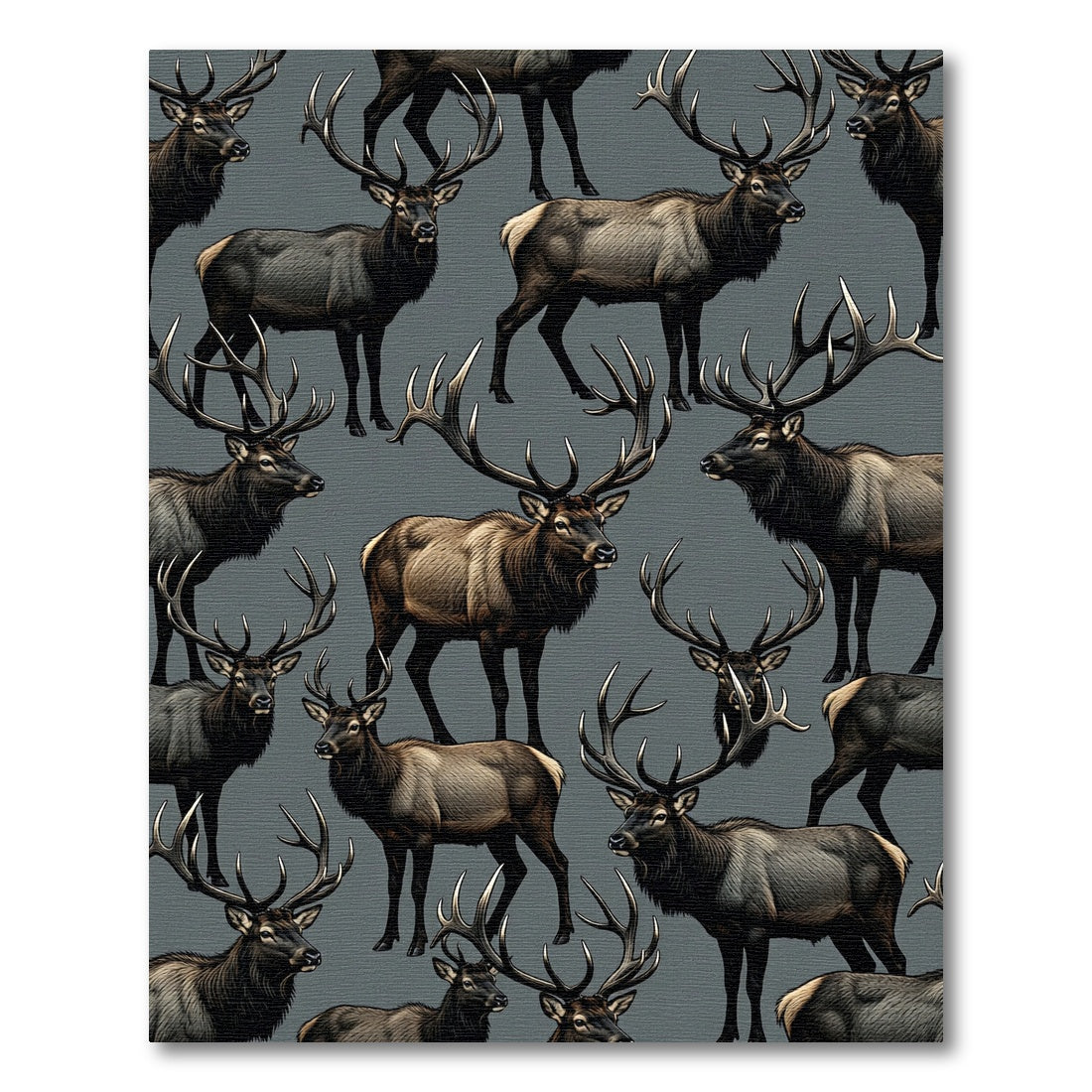 Majestic Elk Herd Wildlife Scene Rug
