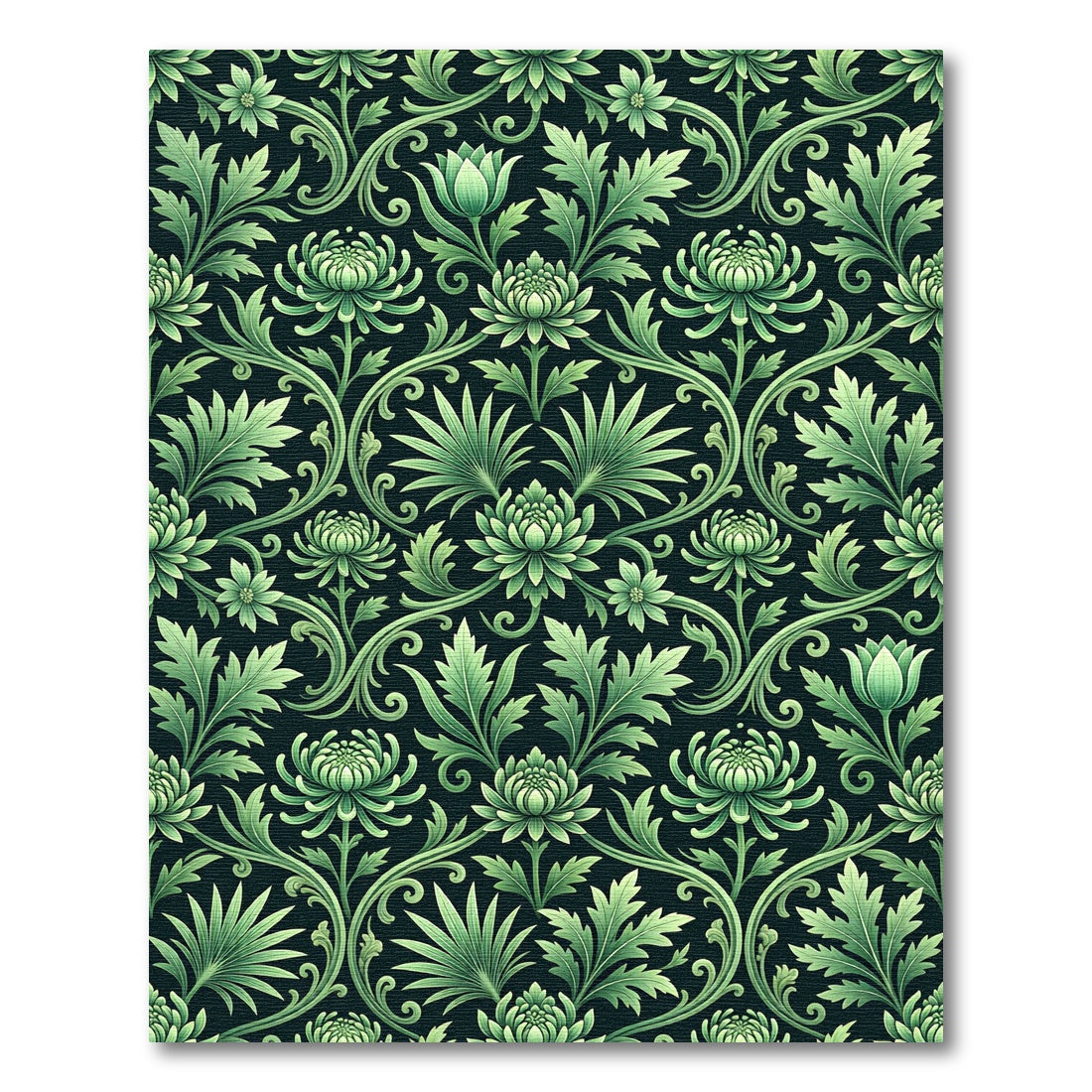 Lush Green Floral Vine Rug