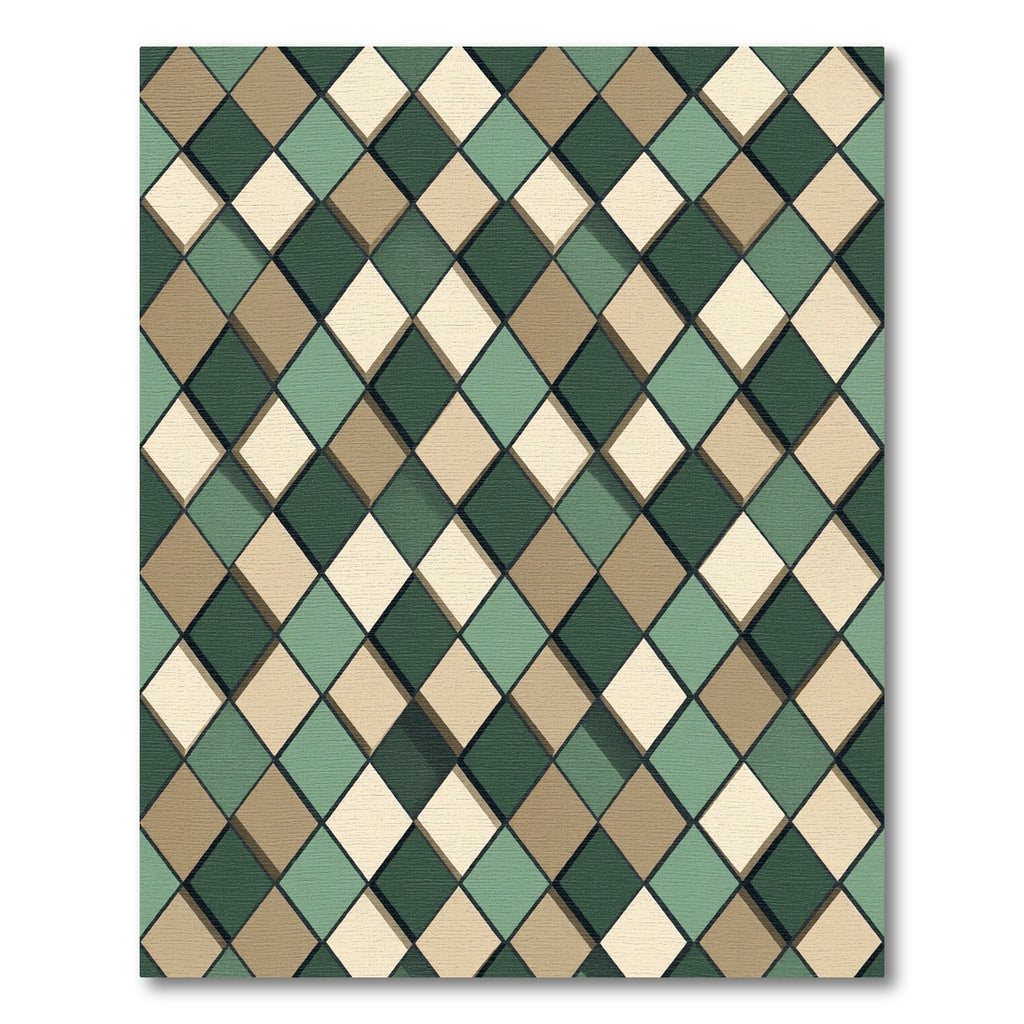 Sage and Taupe Geometric Diamond Rug