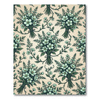 Sage Green Botanical Floral Bouquet Rug
