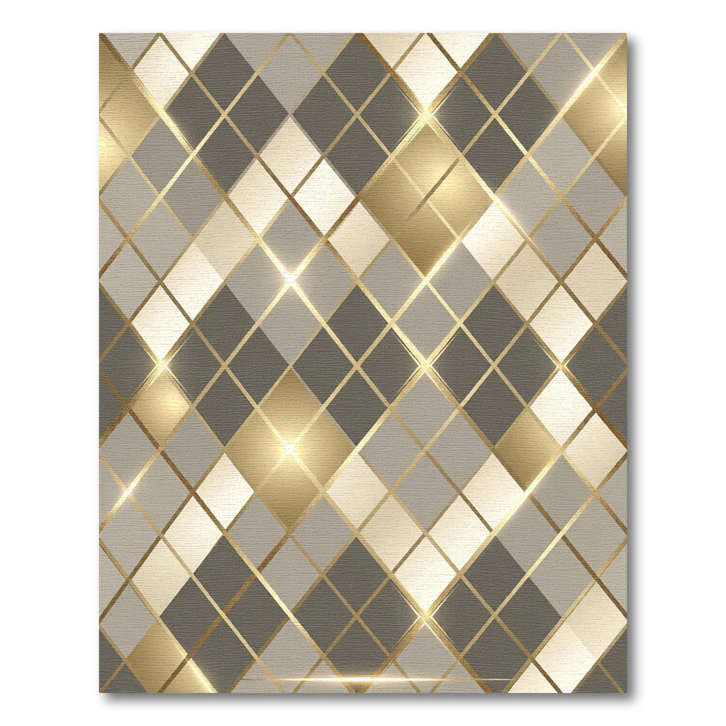 Golden Diamond Geometric Luster Rug