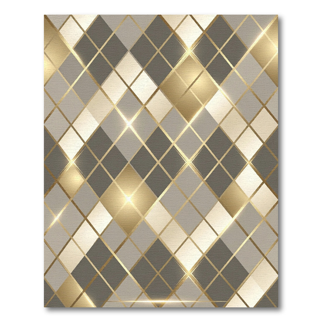 Golden Diamond Geometric Luster Rug